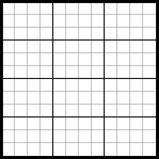 Ein leeres 12x12-Sudoku,
			das aus 3x4-Blücken besteht.